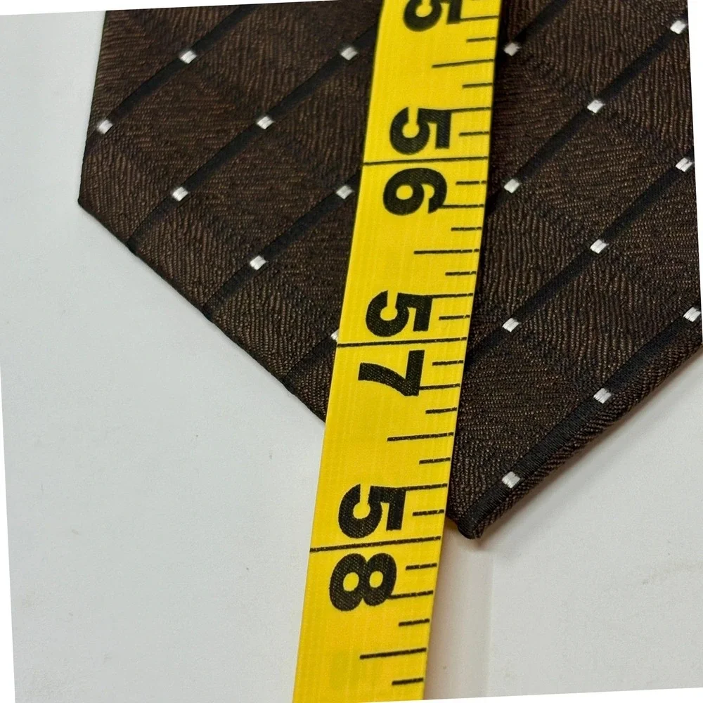 Ermenegildo Zegna Men's Brown Silk‎ Tie Geometric Dot Pattern